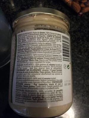 Lista de ingredientes del producto Pasta de Sésamo  