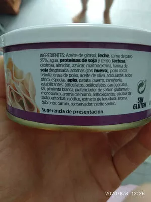 Lista de ingredientes del producto Crema de Pavo Iberitos 