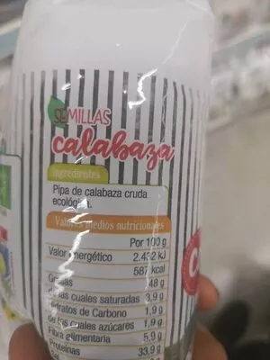 Lista de ingredientes del producto Semillas de calabaza Haricaman 