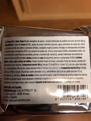 Lista de ingredientes del producto Energy bar  