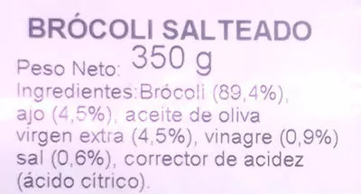 Lista de ingredientes del producto Brócoli salteado Campo Rico 350 g