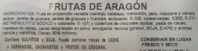 Lista de ingredientes del producto Frutas de Aragón Dillepasa 250 g