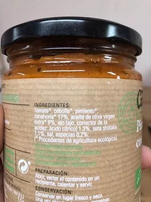 Lista de ingredientes del producto Pisto ecológico con shiitake Carlota 