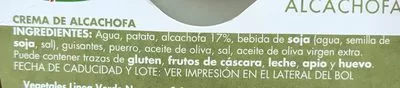 Lista de ingredientes del producto Crema de alcachofa tarrina 400 g Diquesi 