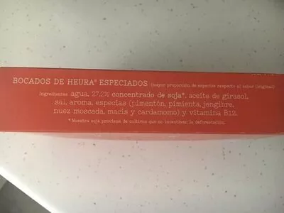 Lista de ingredientes del producto Bocados Especiados Heüra by Foods For Tomorrow 180 gr