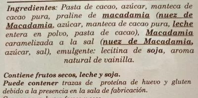 Lista de ingredientes del producto Chocolate Negro Macadamia al Punto de Sal Utopick 