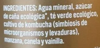 Lista de ingredientes del producto Kombucha komvida 