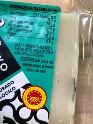 Lista de ingredientes del producto Queso manchego ecológico  