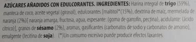 Lista de ingredientes del producto Galleta integral con sésamo y naranja Carolina 180g