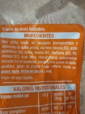 Lista de ingredientes del producto Corn Flakes Auchan 