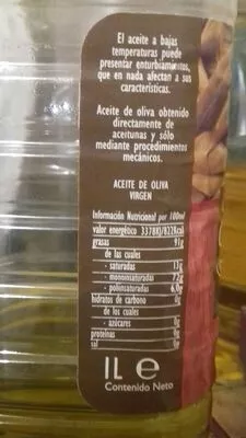 Lista de ingredientes del producto Aceite de oliva virgen Hacendado 