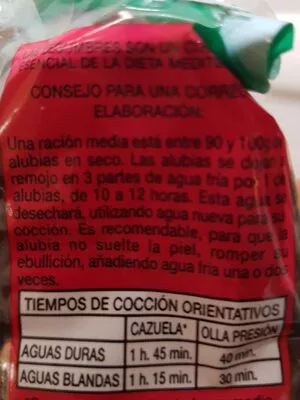 Lista de ingredientes del producto Alubia negra Hacendado 500 g