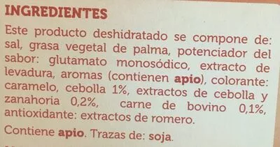 Lista de ingredientes del producto Caldo Sabor carne Hacendado Hacendado 240 g, 24 pastillas