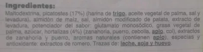 Lista de ingredientes del producto Sopa instantánea verduras Hacendado 54 g (3 x 18 g)