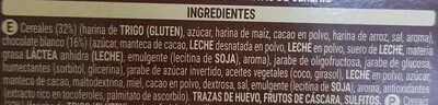 Lista de ingredientes del producto Barritas de cereales con chocolate con leche Hacendado 120 g