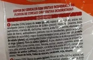 Lista de ingredientes del producto Muesli crujiente con frutas Hacendado 