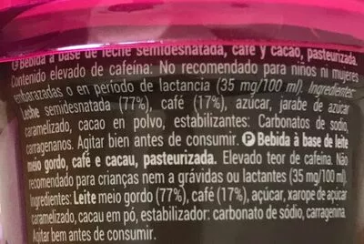 Lista de ingredientes del producto Cafe latte cappuccino Hacendado 