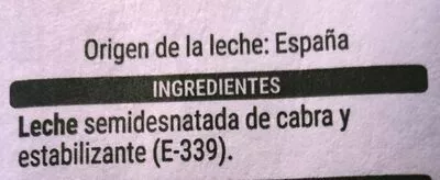 Lista de ingredientes del producto Leche de cabra semidesnatada Hacendado 