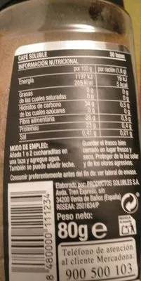 Lista de ingredientes del producto Espresso Crema Hacendado 80 g