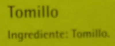 Lista de ingredientes del producto Tomillo Hacendado 24 g, 20 bolsitas