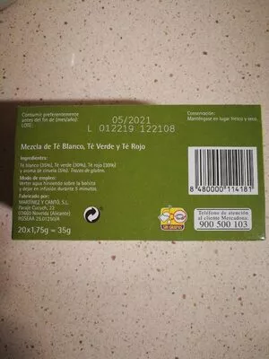 Lista de ingredientes del producto Mezcla de 3 tés Hacendado 