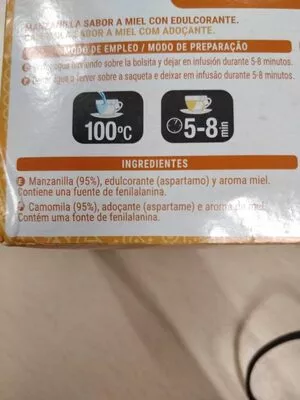 Lista de ingredientes del producto Manzanilla sabor a miel Hacendado 