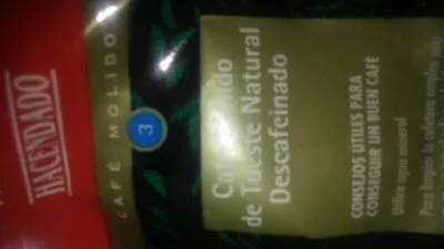 Lista de ingredientes del producto Cafe descafeinado natural Hacendado 500 g