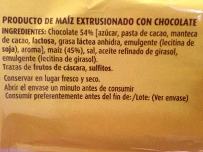 Lista de ingredientes del producto Tortitas de maiz chocolate negro Hacendado 130 g