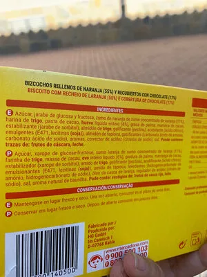 Lista de ingredientes del producto Galletas de naranja Hacendado 309 g.