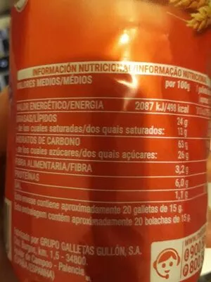 Lista de ingredientes del producto Digestive chocolate con leche hacendado 