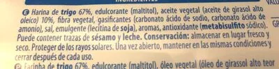 Lista de ingredientes del producto Maria 0% azúcares Hacendado 