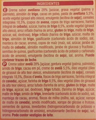 Lista de ingredientes del producto Cerealbisc Hacendado 