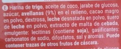 Lista de ingredientes del producto Barquillos Wafers Avellana  