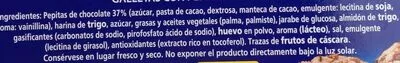 Lista de ingredientes del producto Cookies con pepitas de chocolate Hacendado 2 x 165 g