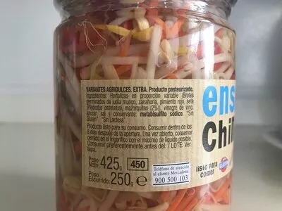 Lista de ingredientes del producto Ensalada china con mazorquitas Hacendado 