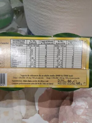 Lista de ingredientes del producto Atun claro en aceite de oliva Hacendado 6 latas de 80 gramos