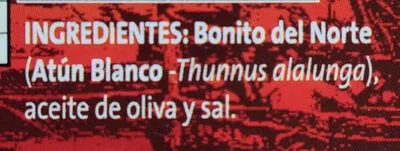 Lista de ingredientes del producto Bonito del norte en aceite de oliva Hacendado 111 g