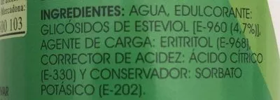 Lista de ingredientes del producto Stevia Hacendado 150 ml