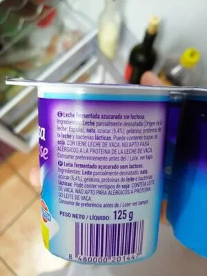 Lista de ingredientes del producto Yogur sin lactosa natural educorado Hacendado 4 x 125 g