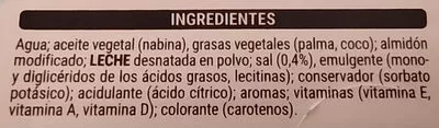 Lista de ingredientes del producto Margarina ligera Hacendado 500 g