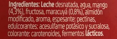 Lista de ingredientes del producto Yogur +proteínas mango maracuyá Hacendado 