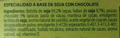 Lista de ingredientes del producto Mousse soja chocolate Hacendado 200 g (2 x 2 x 50 g)