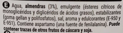 Lista de ingredientes del producto Bebida de almendras zero Hacendado 