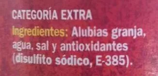 Lista de ingredientes del producto Alubia granja Hacendado 