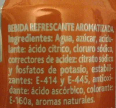 Lista de ingredientes del producto Iso drink naranja Hacendado 