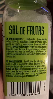 Lista de ingredientes del producto Sal de frutas Hacendado 