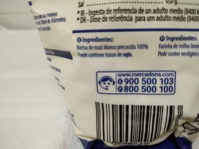 Lista de ingredientes del producto Harina de maíz blanco precocida Hacendado 1kg