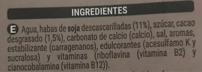 Lista de ingredientes del producto Bebida de soja y chocolate Hacendado 1 l