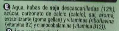 Lista de ingredientes del producto Bebida de soja Hacendado 1 L