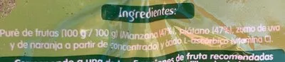 Lista de ingredientes del producto Manzana y plátano 100% fruta Hacendado 